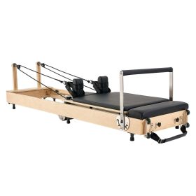 Foldable Pilates Reformer, Wooden Pilates Workout Machine for Home Gym Studio Use, Pilates Bed with Dual Resistance- Spring & Cord Foldable Pilates Reformer, Wooden Pilates Workout Machine for Home Gym Studio Use, Pilates Bed with Dual Resistance- Spring & Cord