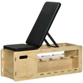 Wooden Workout Bench with Dumbbell Rack and Resistance Bands, Adjustable Incline Weight Bench for Home Gym Wooden Workout Bench with Dumbbell Rack and Resistance Bands, Adjustable Incline Weight Bench for Home Gym